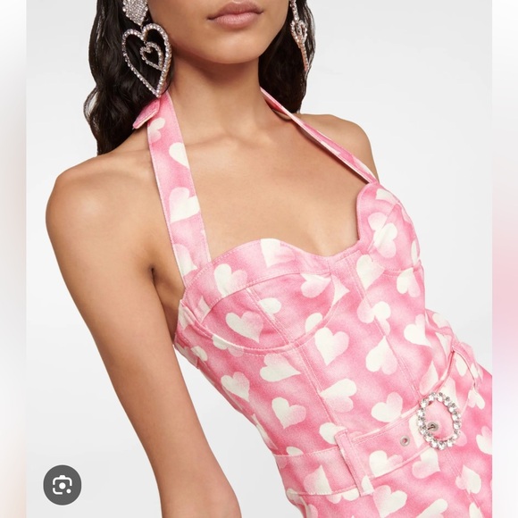 ALESSANDRA RICH Heart-print Halterneck Mini Dress - Picture 3 of 9